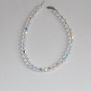 Sterling Aurora Borealis Crystal Ankle Bracelet
